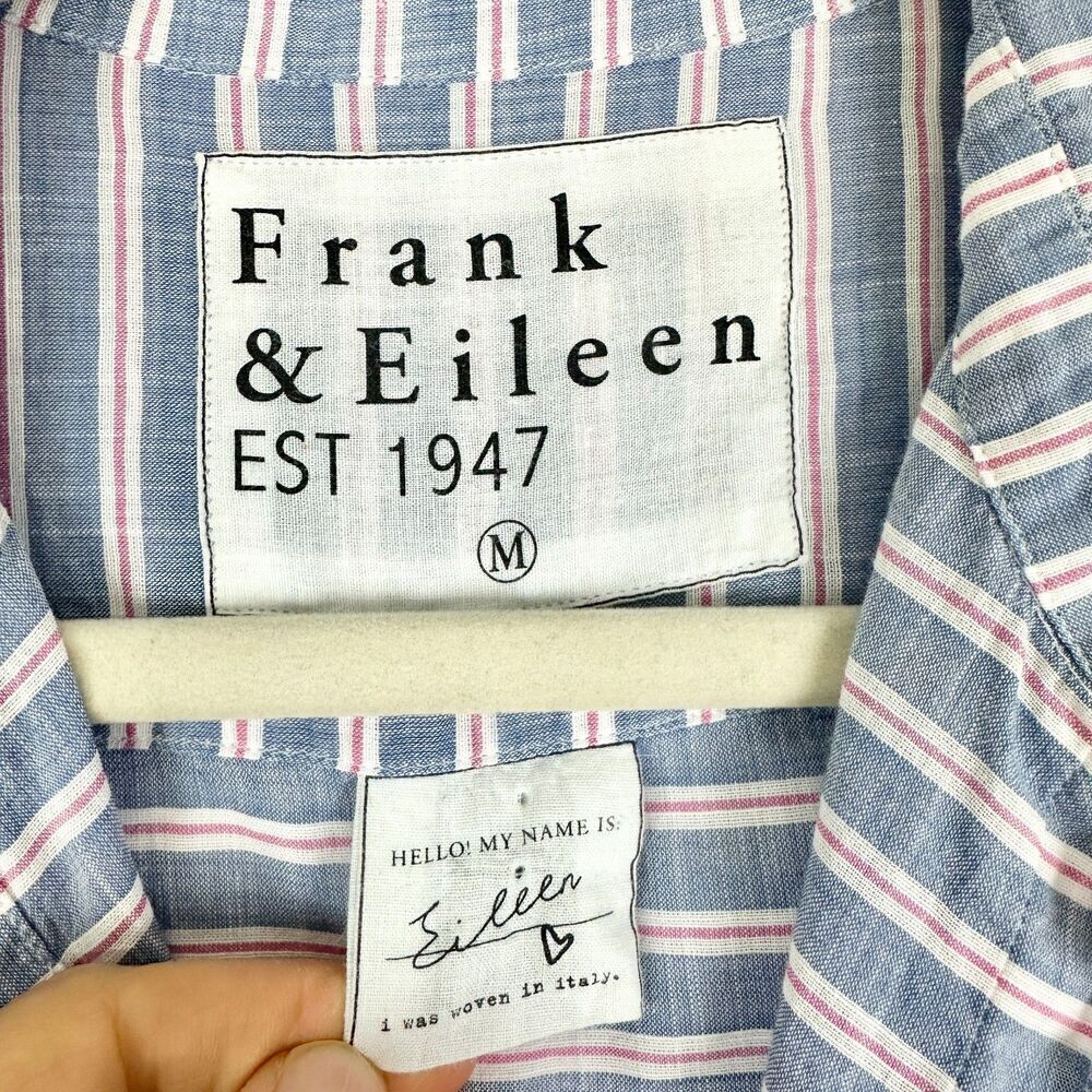 Frank Eileen Stripe Cotton Eileen Relaxed Button Up Shirt Medium Lightweight - Picture 3 of 4